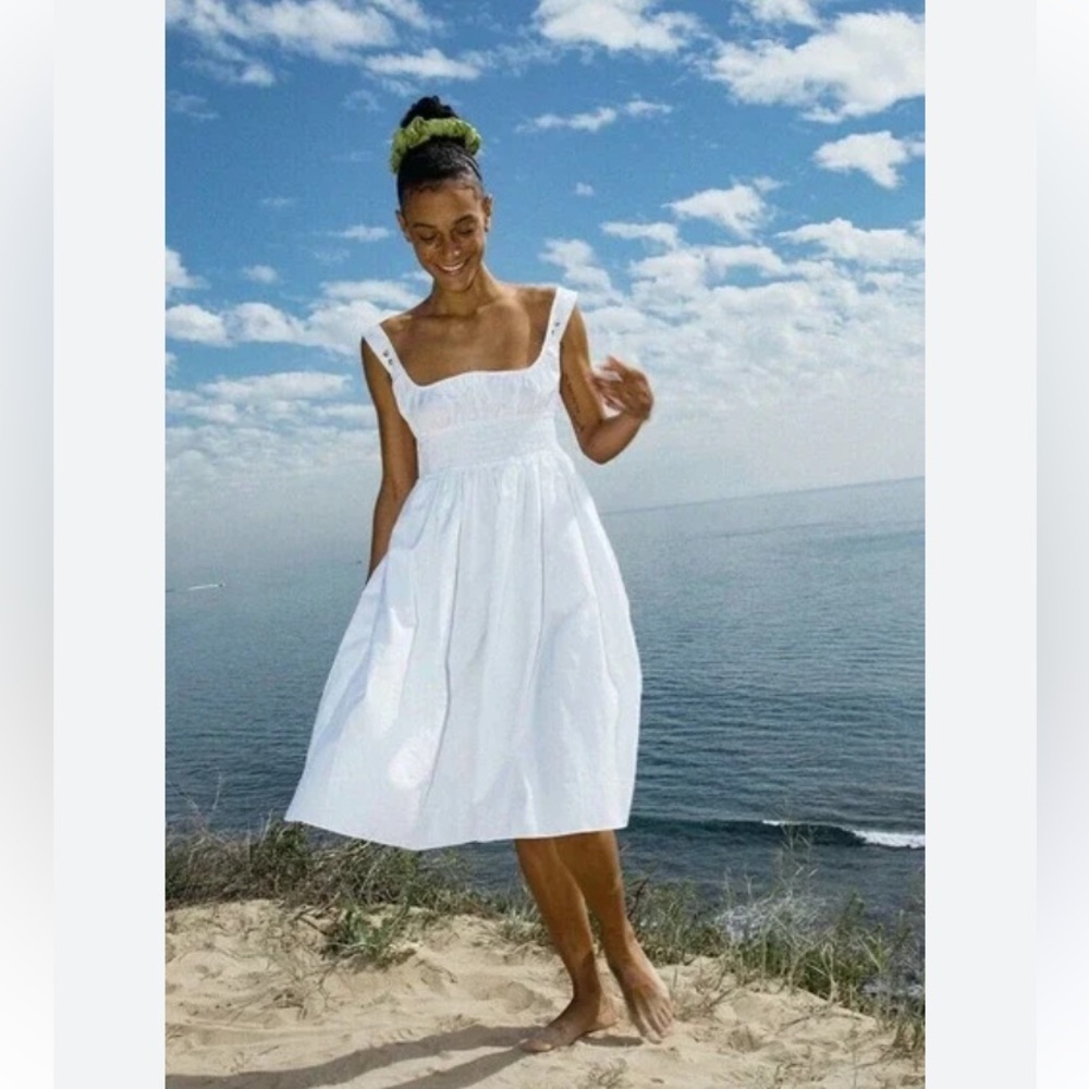 Ciao Lucia Lara Dress Crisp White Cotton Minimalist Resort Midi
